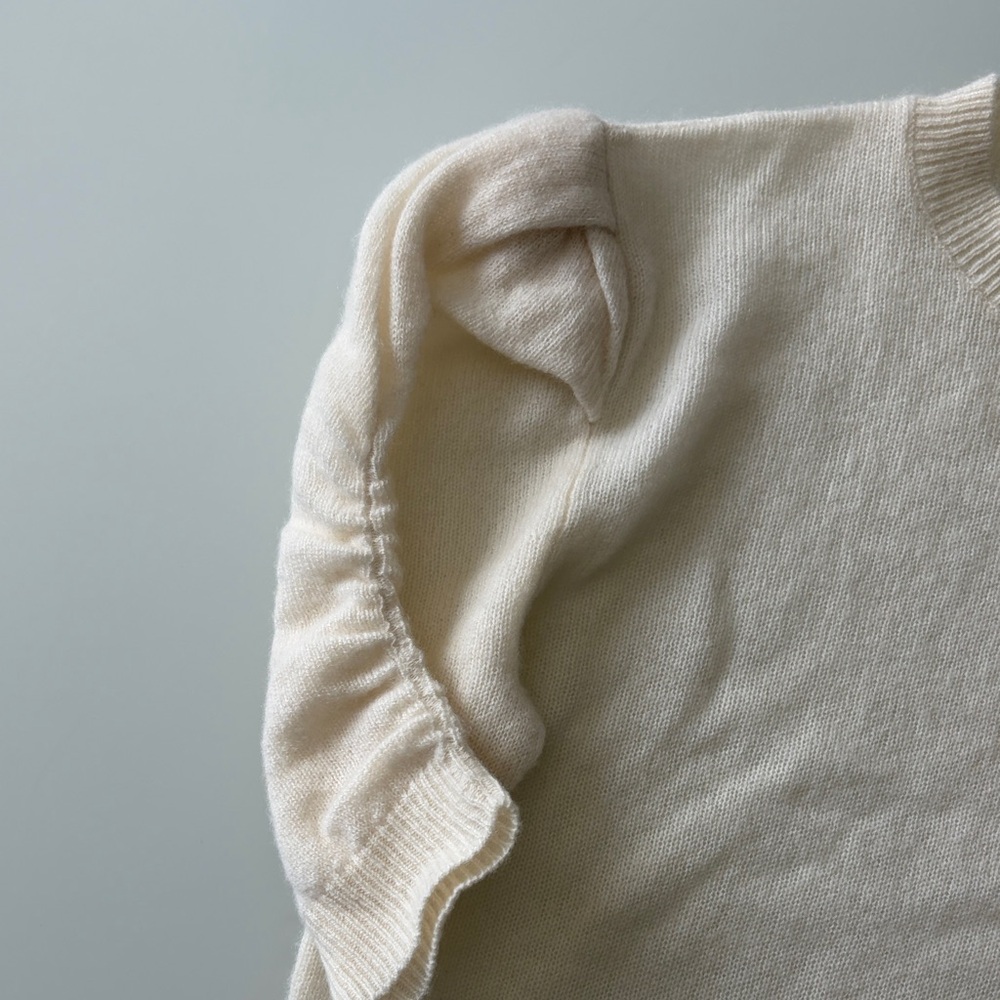 Frame Denim Cream Puff Sleeve Crewneck Sweater - Picture 3 of 7
